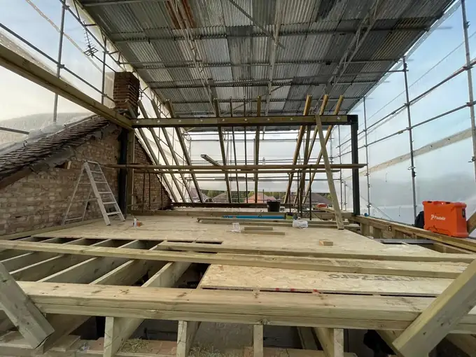 Loft floor joists during the conversion