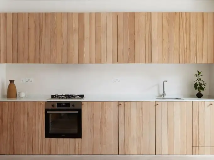 The finished handcrafted timber kitchen